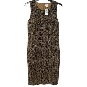 NWT J.Crew Leopard Print‎ Sleeveless Sheath Dress Women Size 6